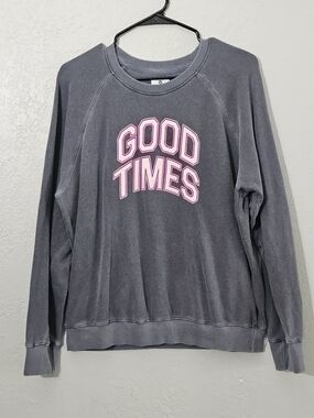 Sundry Good Times Crewneck Sweatshirt Gray Womens 4 100% Cotton Oversized